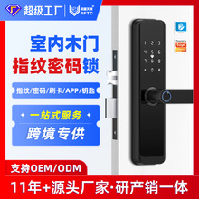 多国语言猫眼智能指纹锁出租房室内木门跨境外贸涂鸦WiFi通通方案