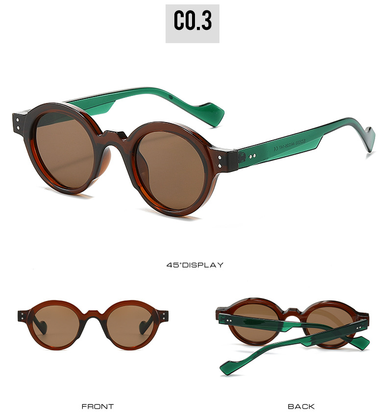 45g Weight Full Frame Glasses Structure Sunglasses Classification PC, UV400 Protection Lens Material Round Frame Glasses Style Travel, Daily Occasion Color Block Pattern All Seasons Season Unisex Gender Casual, Simple Style Style Blue Color Casual Simple Style Color Block PC UV400 Protection Round Frame Full Frame Women's Sunglasses 7