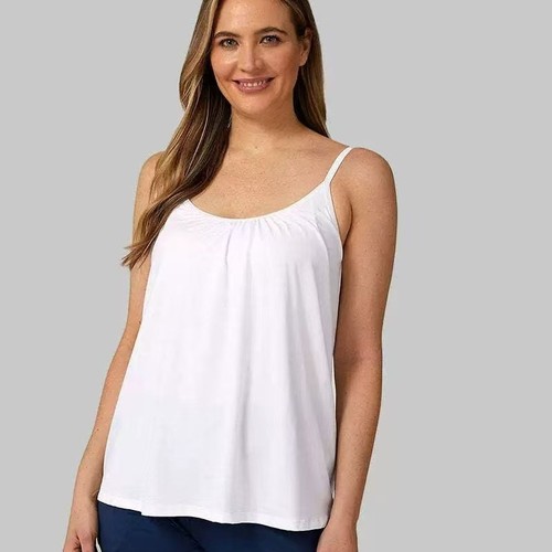 Eurasian Style Casual Women's Sleeveless Modal Top with Bra Pads for Plus Size Underwear, Bra-Free
