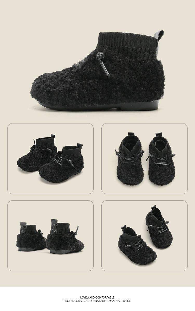Baby Girls' Toddler Shoes Winter Children's Cotton Shoes Boys' Woolly Shoes Simple Girls' Sock Shoes_voghion.com