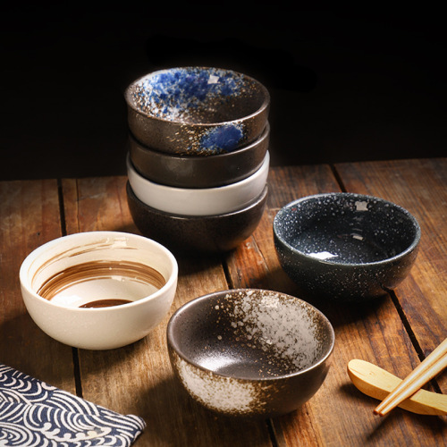 Cross-border Japanese ceramic dish small sauce soup bowl personalized dessert ice cream bowl restaurant hotel table home deep dish