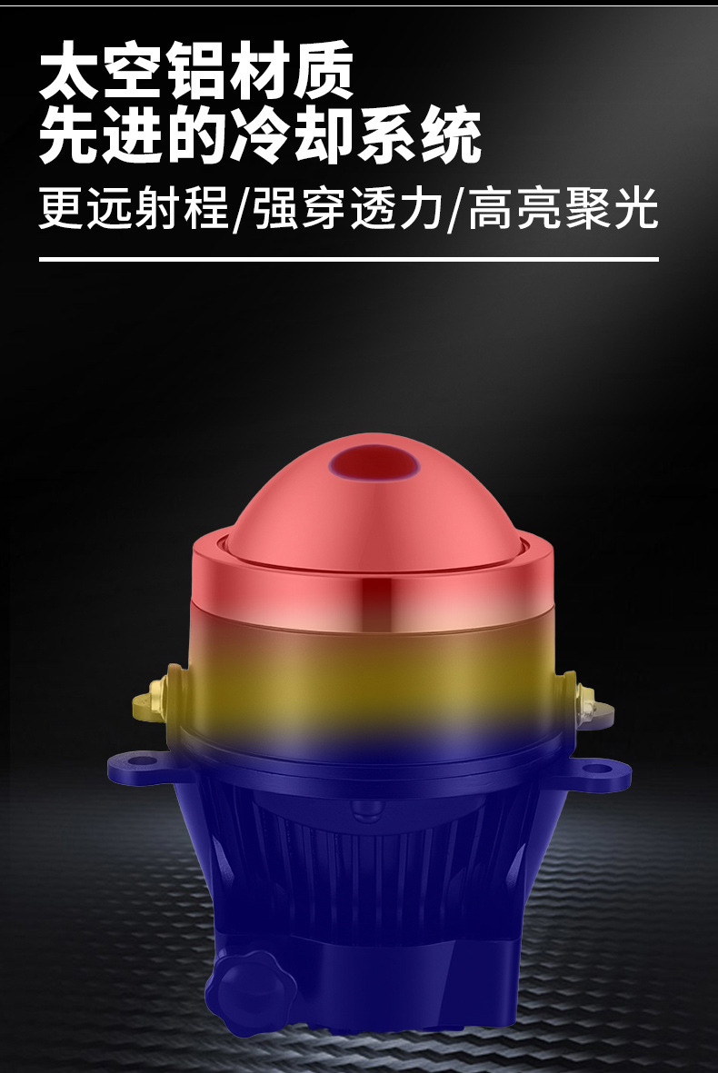 Source Factory Car Front Fog Light Modification 3inch Laser Fog Light Bi-Lens Led Three-Color Fog Light Bi-Lens