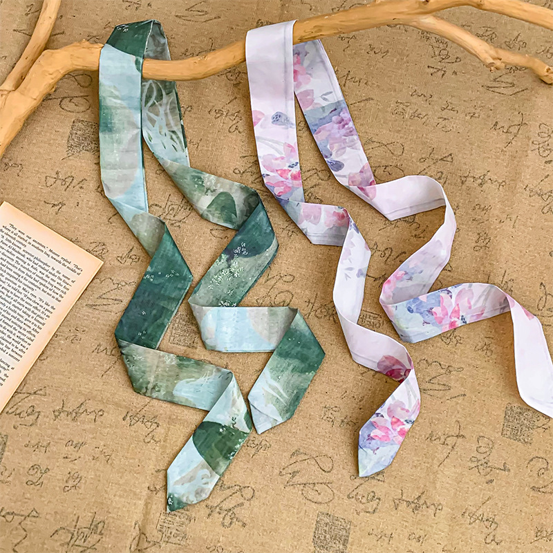 Pañuelo de seda de tira larga, sentido avanzado, nuevo cinturón de bufanda decorativa multifuncional, cinturón para el cabello de estilo nacional, pañuelo en la cabeza, bolso para atar el cabello, serpentina