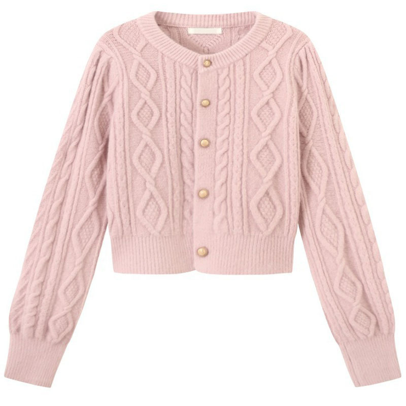 Cuello redondo de punto cardigan 2023 Otoño Nuevo estilo Coreano giro diseño flojo color sólido corto nicho suéter para las mujeres image 8