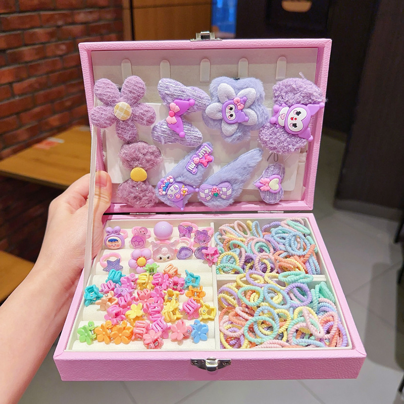 Caja de regalo para niños Jewelry Set linda niña pequeña regalo de cumpleaños princesa cabello cabello cuerda caja de joyería de alta gama