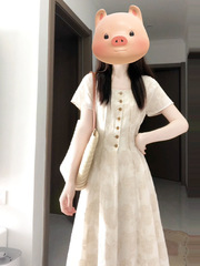 法式茶歇小个子连衣裙女夏季2025新款设计感小众超好看气质长裙子