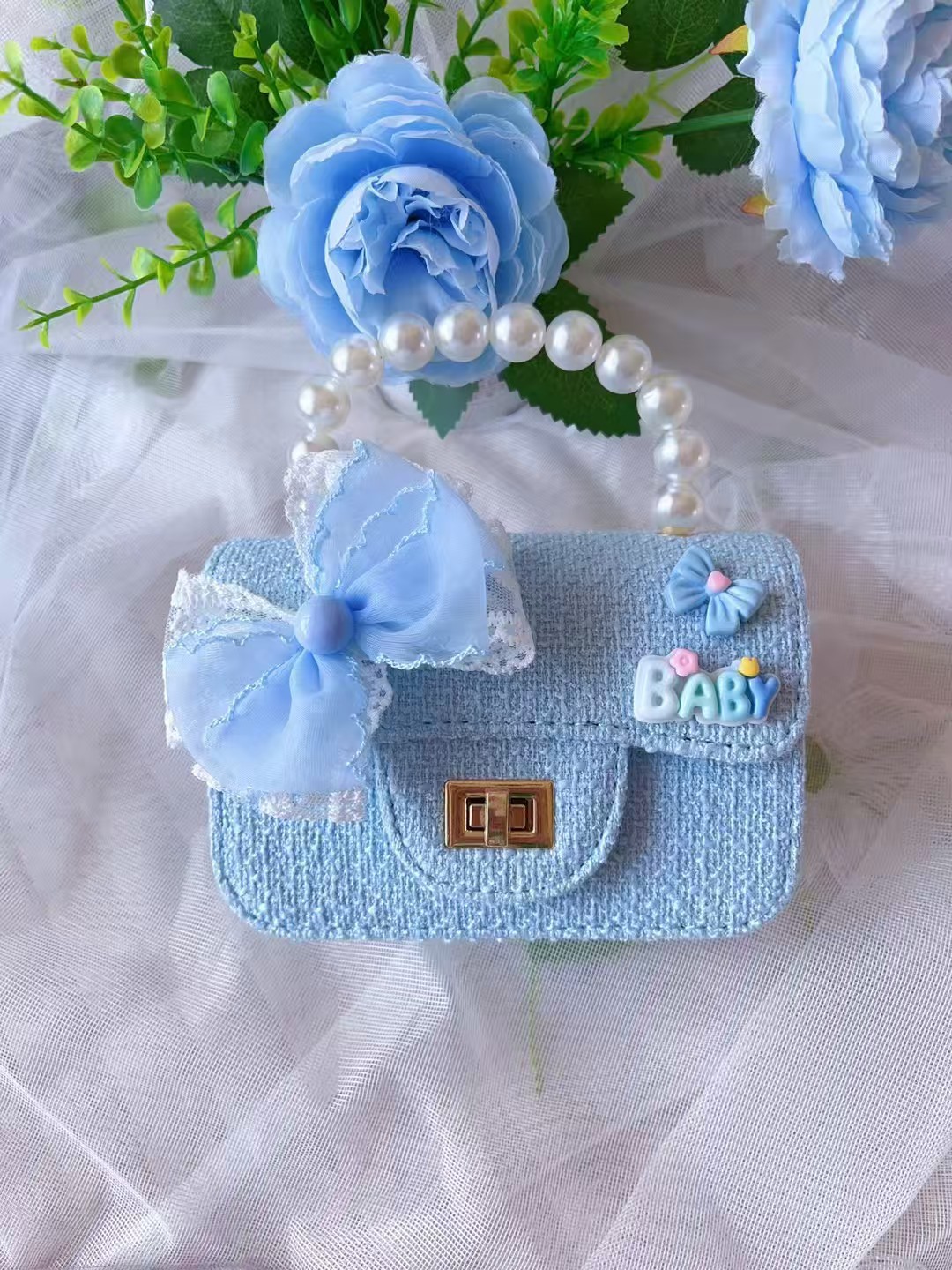 Melody bow bolso de princesa bolso de perla bolso de Año Nuevo bolso de cambio accesorios cadena de hombro