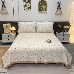 ウォッシュドコットンワイドエッジベッドカバー単品プリンセス風四季通用畳ベッドカバー厚手キルティングベッドシーツベッドカバー