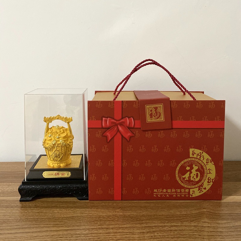 Feathered gold one bucket gold ornament home feng shui shop company office car 4S opening move-in gift decoration