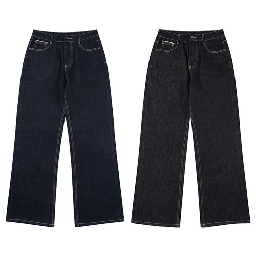 LKTM Men's Clothing Retro Denim Original Black A-line Jeans for Men and Women High-end Vintage Versatile Pants