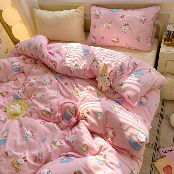 A clase de algodón ultra suave lavado con agua cuatro piezas de madres y bebés cubierta de cama desnuda dormitorio de estudiantes ropa de cama de tres piezas