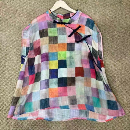 Pure Ramie Chinese Style Moon-Sleeve Blouse 122, My Bust Size Is 62, Length Is 62