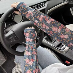 Summer Ice Silk Sleeve Guards, Arm Sun Protection Ice Sleeves for Women, Breathable UV Protection Finger Sleeves, Lightweight Loose Comfortable Travel