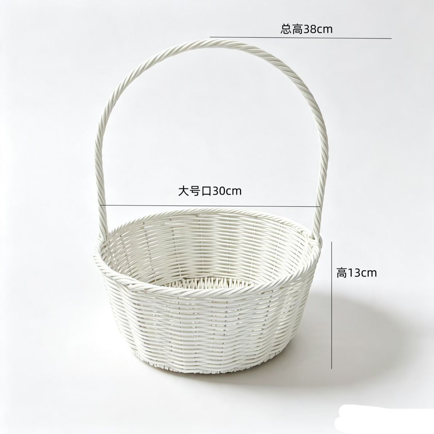 Cesta de Flores Tejida a Mano con Asa de Plástico para Arreglos Florales
