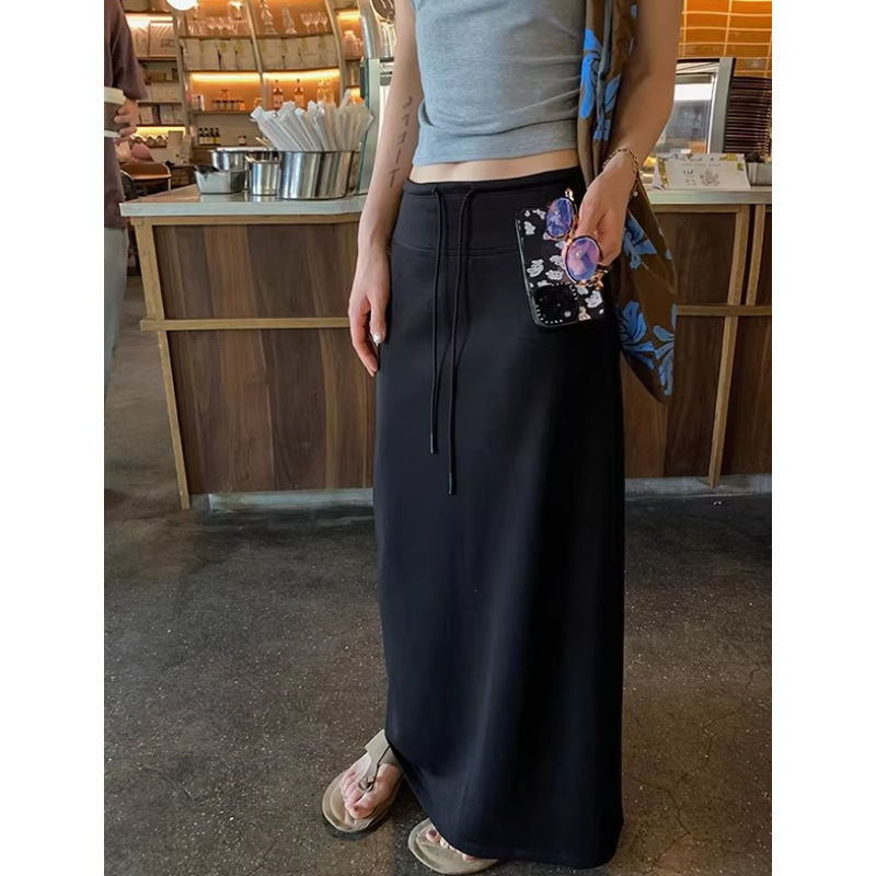 Plus-Size Lazy Style Simple Solid Color Half-Skirt for Women, Spring and Summer Thin High-Waisted Slimming Drapey A-Line Long Skirt Plus-Size Lazy Style Simple Solid Color Half-Skirt for Women, Spring and Summer Thin High-Waisted Slimming Drapey A-Line Long Skirt