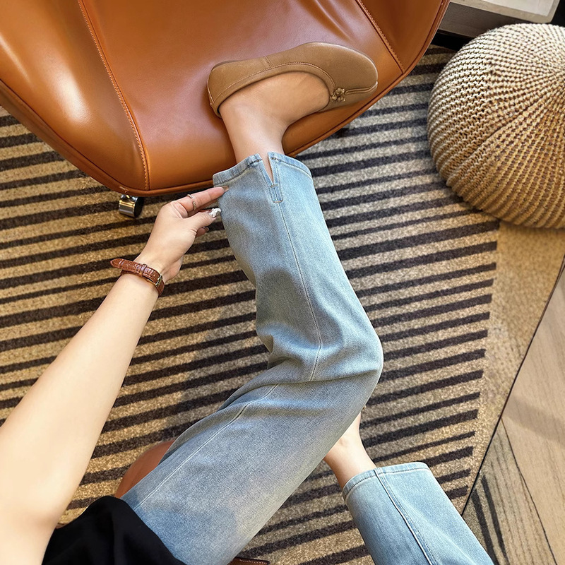 Straight legs! Great version ~ four-sided baguette jeans spring 2024 high waist straight pants