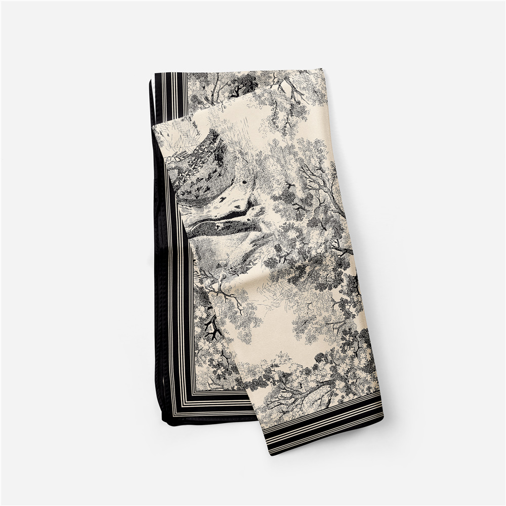 82g Weight Silk Scarf Classification Daily Occasion Satin Material Animal, Plant Pattern Summer, Spring Season Women's Gender Printing Design Simple Style Style Women's Simple Style Animal Plant Satin Printing Silk Scarf 11