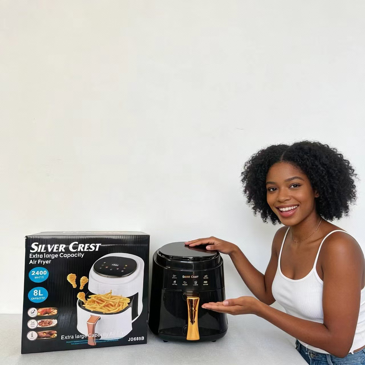 Air Fryer Cross-Border 8L Large Capacity Air Fryer Household Multi-Functional Smart Touch Screen Electric Fryer French Fries Machine