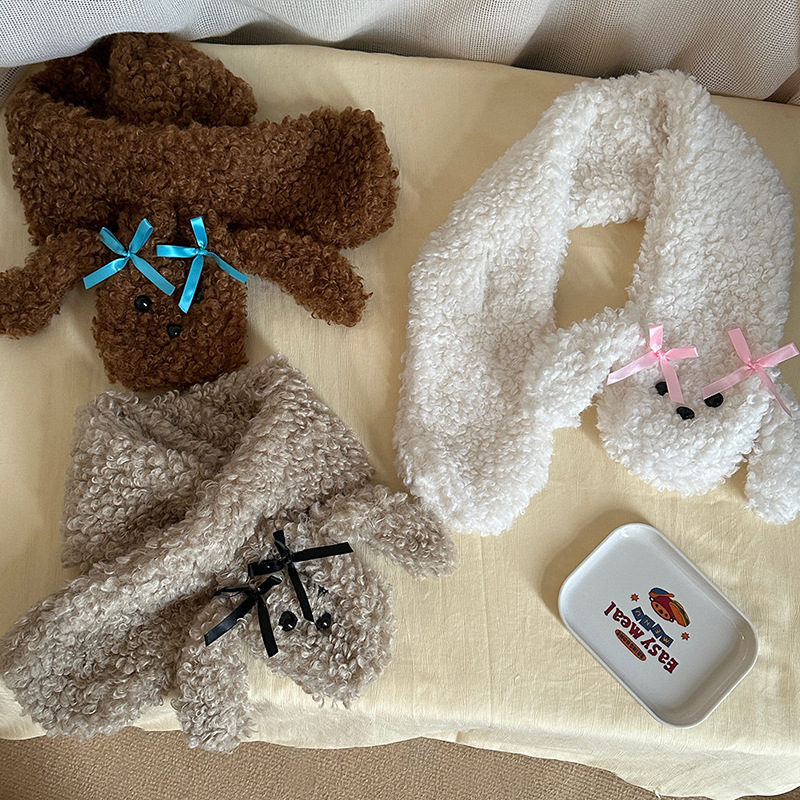 Lazy Holiday~Shop/Teddy Hairy Cartoon Cute Gloves Hat Scarf 3-Piece Set for Autumn and Winter Warmth_voghion.com