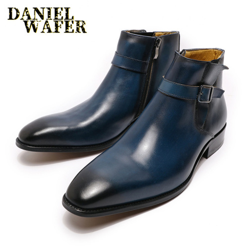 Large size retro European and American Chelsea boots spring men's genuine leather short boots cross-border men's shoes chelsea boots