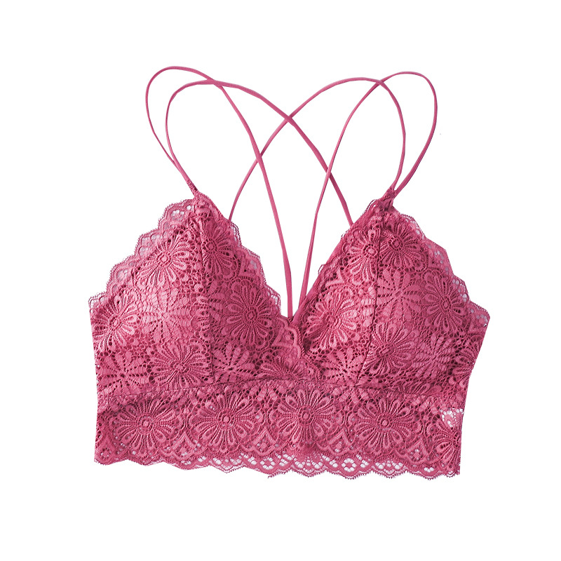 Sexy encaje elástico correa cruzada ropa interior agradable a la piel delicada transpirable interior cómodo pecho envuelto belleza sujetador trasero image 6
