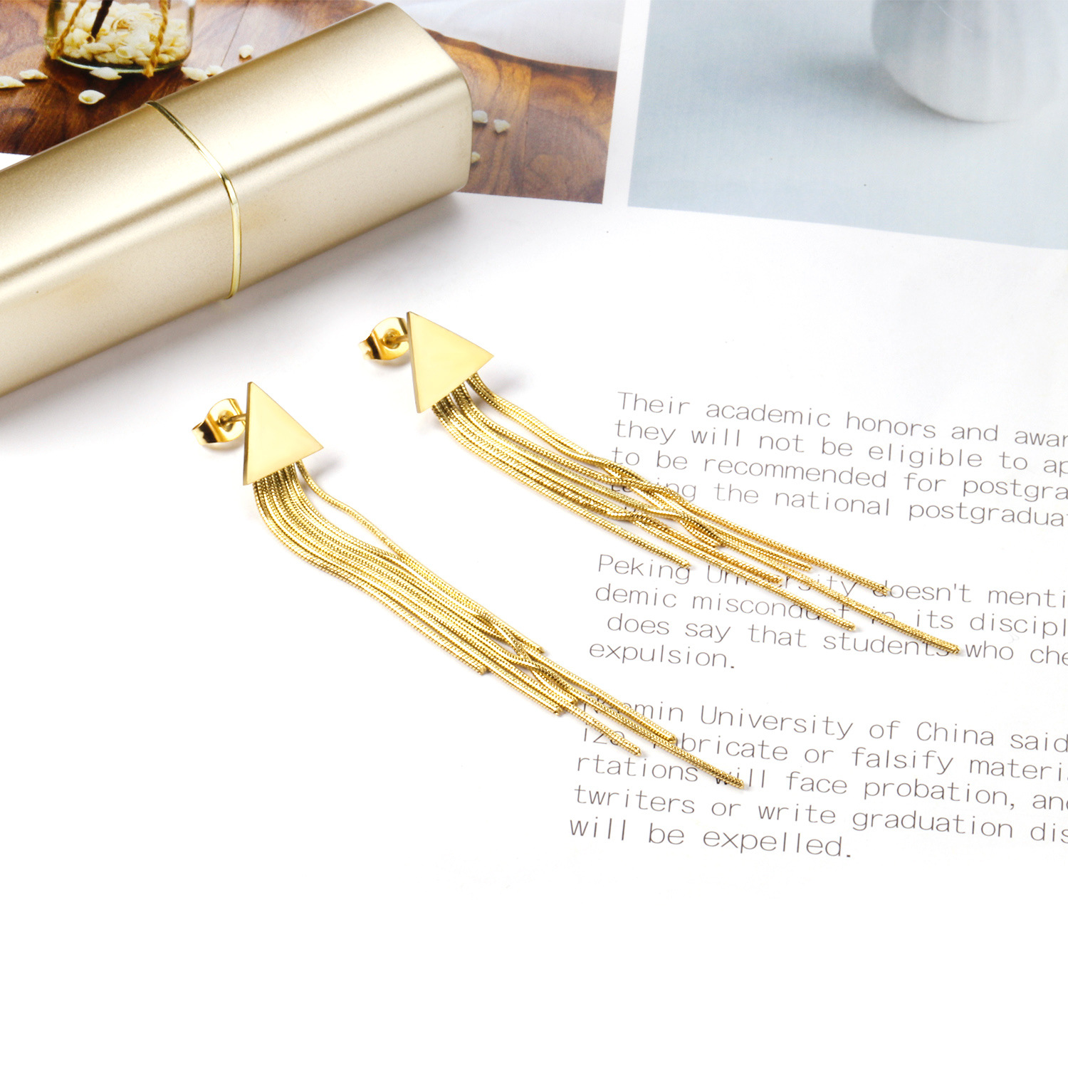 13g Weight Drop Earrings Classification 1 Pair Quantity Daily Occasion Stainless Steel Material Rhombus Pattern Women'S Gender Plating Design Fashion Style Fashion Rhombus Stainless Steel Plating Drop Earrings 1 Pair 18