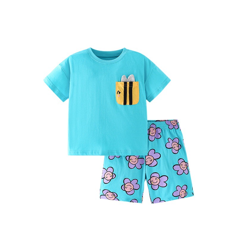 Malwee ropa de verano de dos piezas para niñas nuevos pantalones de manga corta casuales para niños europeos y americanos traje de Niños de estilo occidental