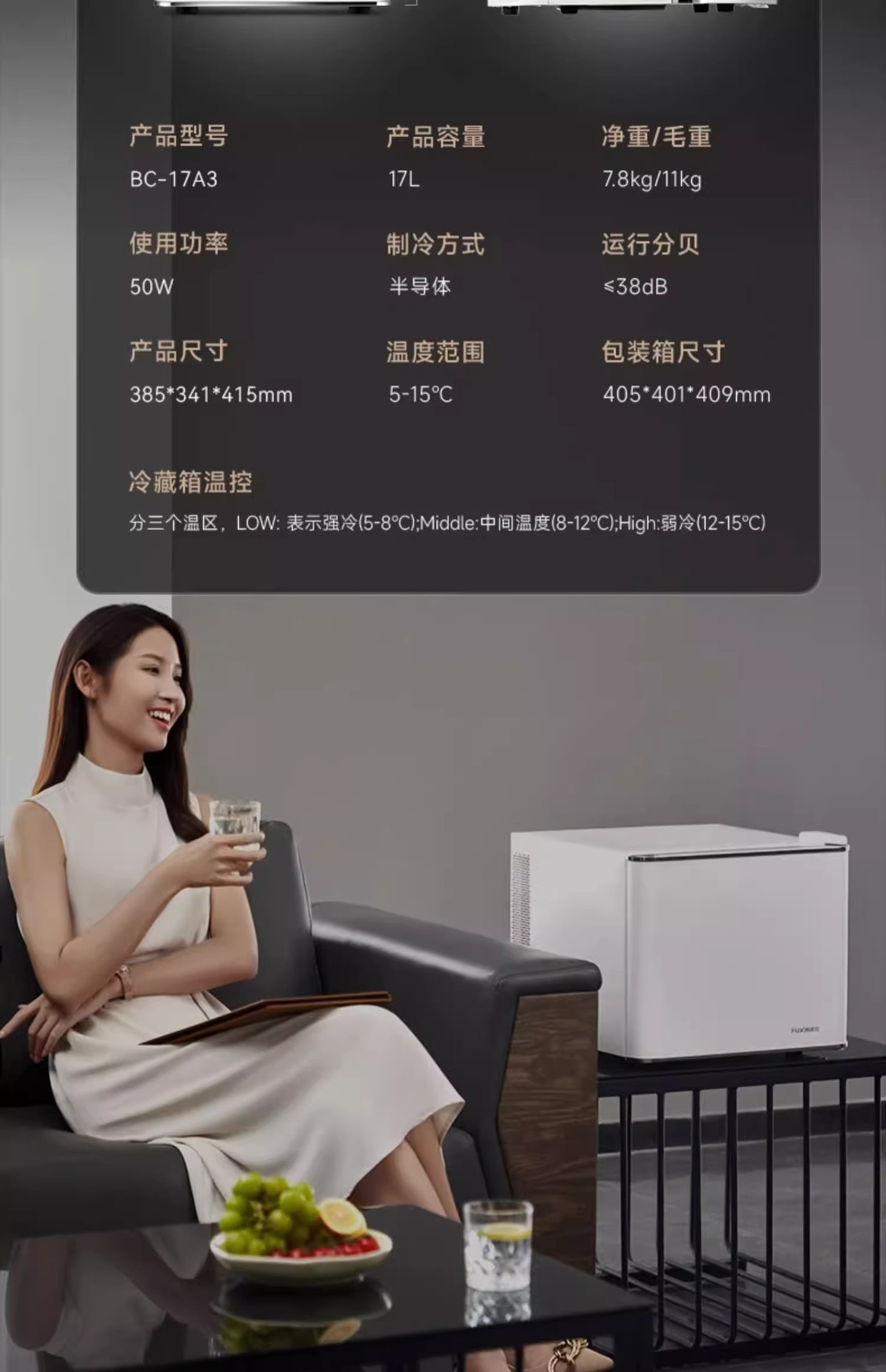 30L Semiconductor Refrigeration Air-Cooled Refrigerator for Hotel Rooms, Office Single-Door Refrigerator, Car-Mounted