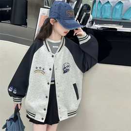 棒球服外套少女生学院风春秋装新款初中小学生宽松休闲夹克上衣服