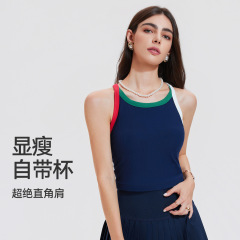国境を越えた新しい高強度耐衝撃フィットネスベスト女性のコントラストカラー固定カップヨガブラ速乾性スポーツ下着