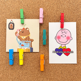 20 Colorfulful Wooden Small Clips, Creative Note Clips, Photo Wall Decoration, Cork Board, Felt Board Push Pins
