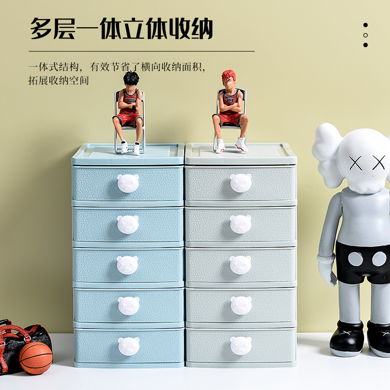 Ins風熊頭取っ手雑品収納棚多層寮デスクトップ防塵化粧品アクセサリー収納ケース卸売り|undefined