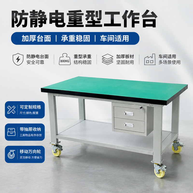 Heavy-Duty Anti-Static Movable Workbench Trolley, Fitter's Bench, Workshop Material Turnover Cart, Tool Cart, Inspection Table