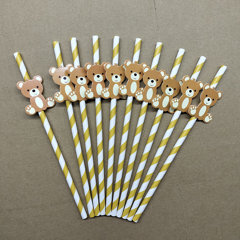 Red de papel paja Margarita flor tarjeta paja decorativa desechable degradable postre bar fiesta paja