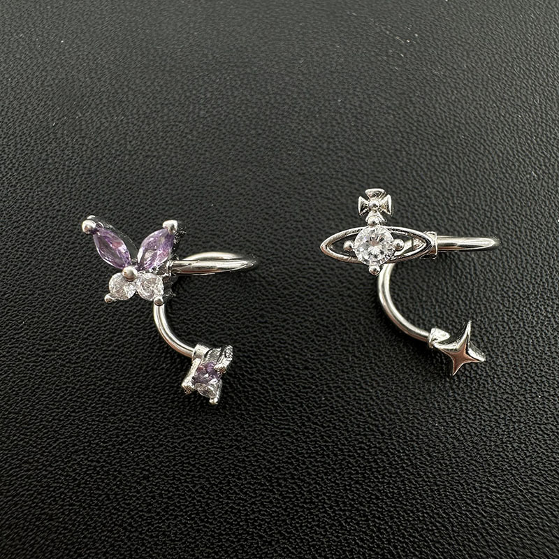 S-Shaped Small Butterfly Planet Saturn Ear Cuff 1.2mm Thick Design Earrings for Girls, Fresh and Cute Earrings