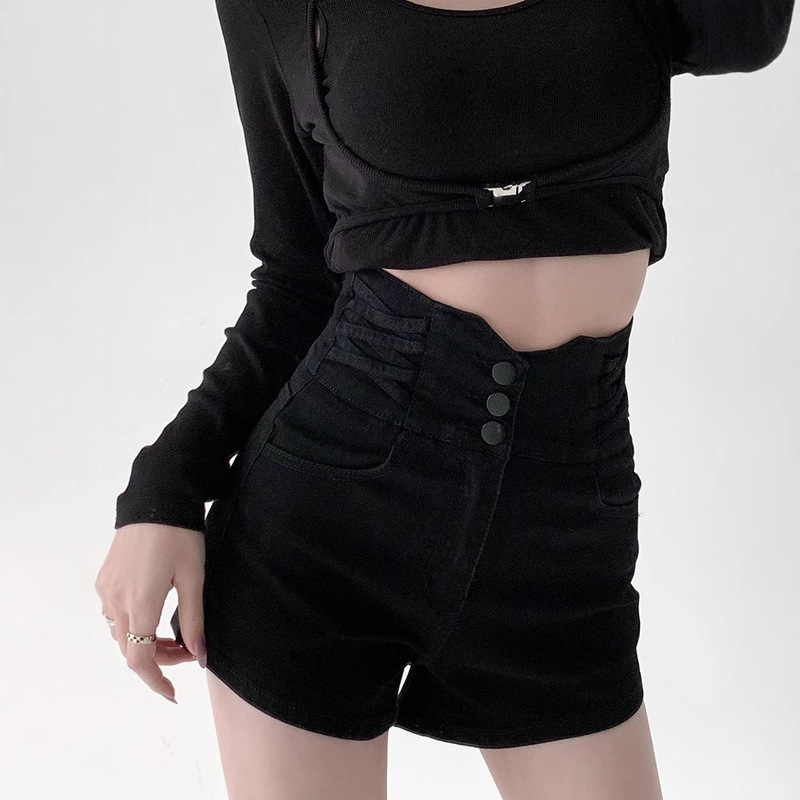 Super High Waist Denim Shorts Women's Summer Spice Girls 2025 New Black A- Shaped plus size Slim Design Hot Pants Super High Waist Denim Shorts Women's Summer Spice Girls 2025 New Black A- Shaped plus size Slim Design Hot Pants
