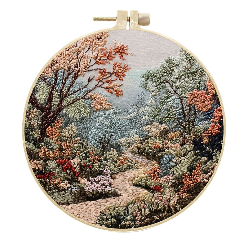 国境を越えた新しい風景画手刺繍 diy 材料パッケージ生地キットクリエイティブ手作りシンプルな DIY 英語画像|undefined