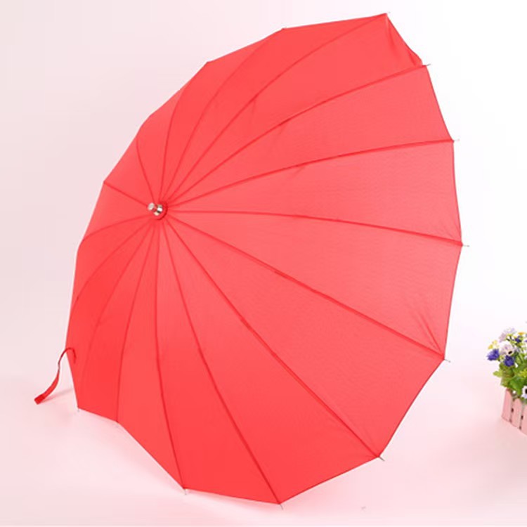 Heart-Shaped Umbrella Parasol Bride Heart-Shaped Love Wedding 16-Rib Straight Umbrella Custom Umbrella