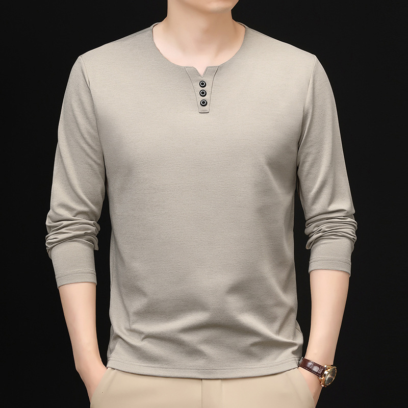 Men's thin, long-sleeved T-shirt with a crew neck, perfect for spring and autumn, featuring a simple, casual, versatile, and breathable design, ideal as a base layer Men's thin, long-sleeved T-shirt with a crew neck, perfect for spring and autumn, featuring a simple, casual, versatile, and breathable design, ideal as a base layer