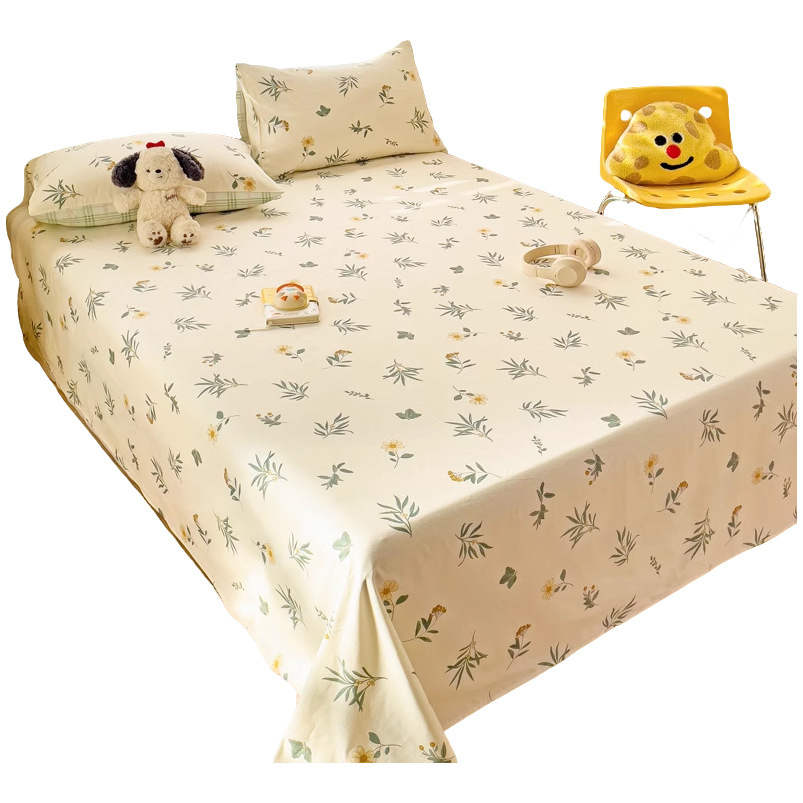 2025 nueva sábana impresa de algodón pieza única 100 cama individual de algodón funda de almohada individual 2025 nuevo juego de tres piezas 2