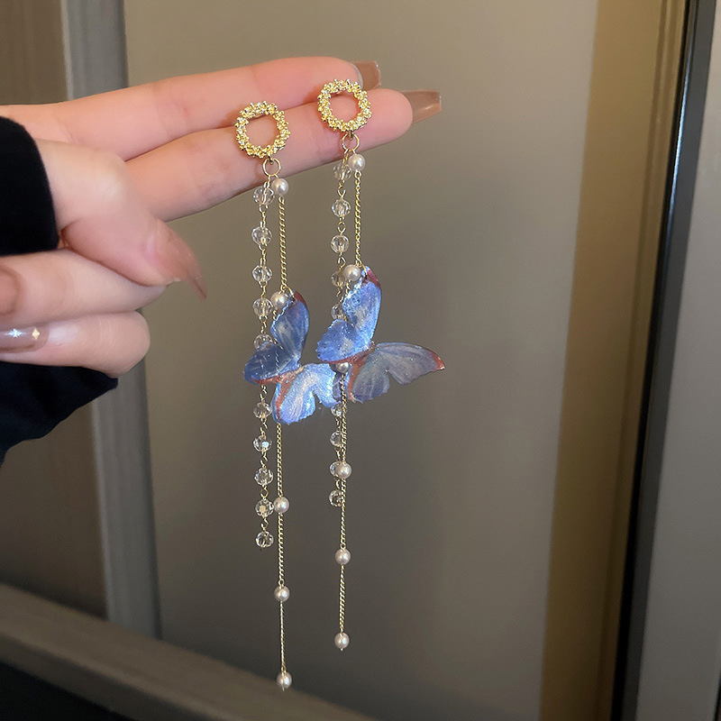 8g Weight Fairy Style Butterfly Alloy Women's Drop Earrings