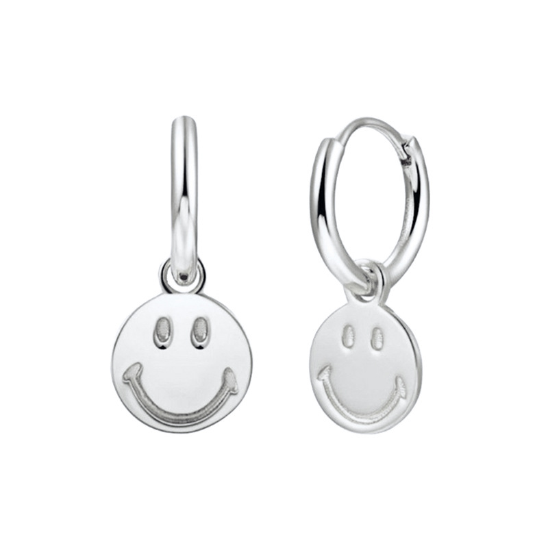 Cross-border Sterling Silver Needle Ins Hot Cute Smiley Earrings Female 18k Electroplated Real Gold Smile Smiley Earrings display picture 2