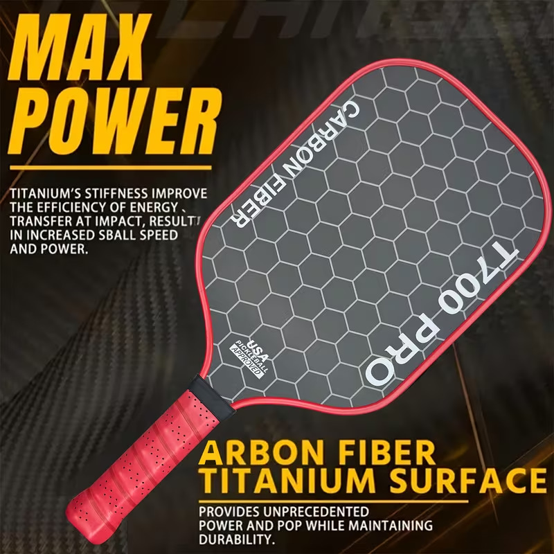 Carbon Fiber Pickleball Racket 16mm Racket T700 Hot-Selling Fabric Texture Matte Professional Pickleball Heat-Pressed Integrated