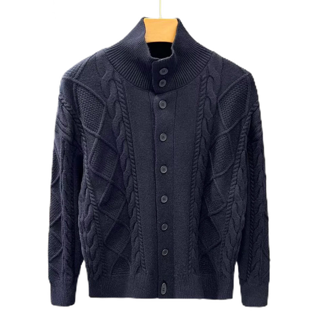 Explosiones transfronterizas de tamaño grande europeo jersey de punto suéter de hombre chaqueta de fijación de ganado chaqueta de invierno fábrica de suéter al por mayor