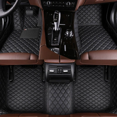 Modelə uyğun ayaqaltı — Cross-Border Foreign Trade Car Floor Mats - five-seat-double-layer-floor-mats-black-blue-line