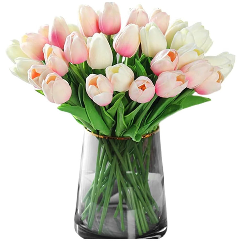 20 simulación de tulipanes de goma blanda decoración del hogar del día de San Valentín diseño de escenas de decoración europea del día de la madre transfronteriza
