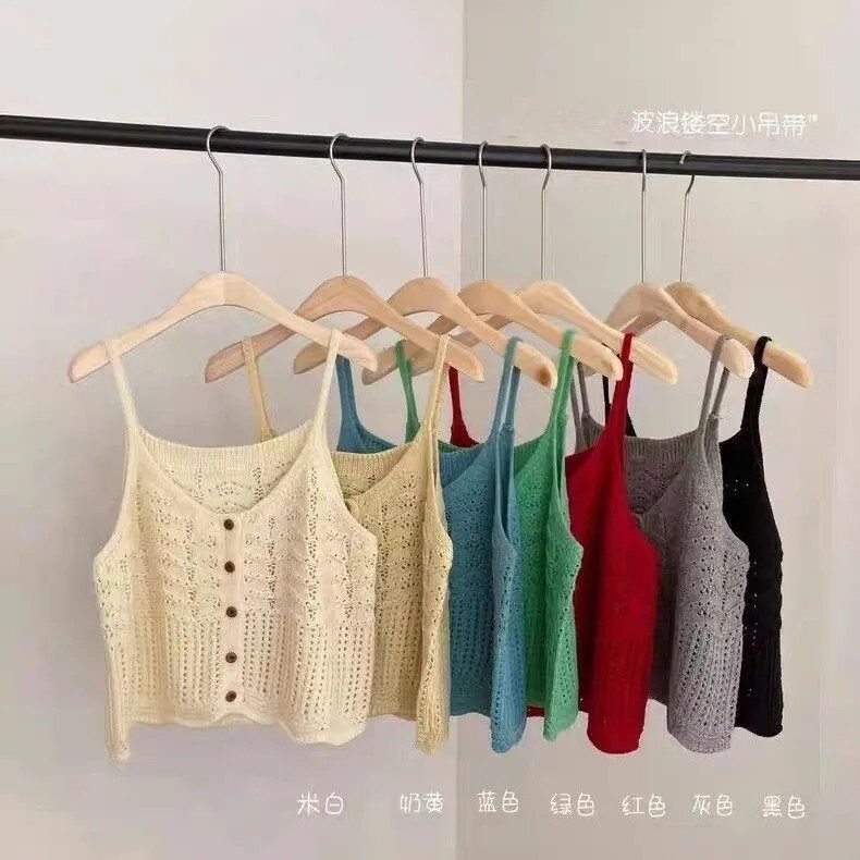 2026 Korean style new hollow wave pattern women's sweater, loose fit, layered dopamine color knit vest 2026 Korean style new hollow wave pattern women's sweater, loose fit, layered dopamine color knit vest