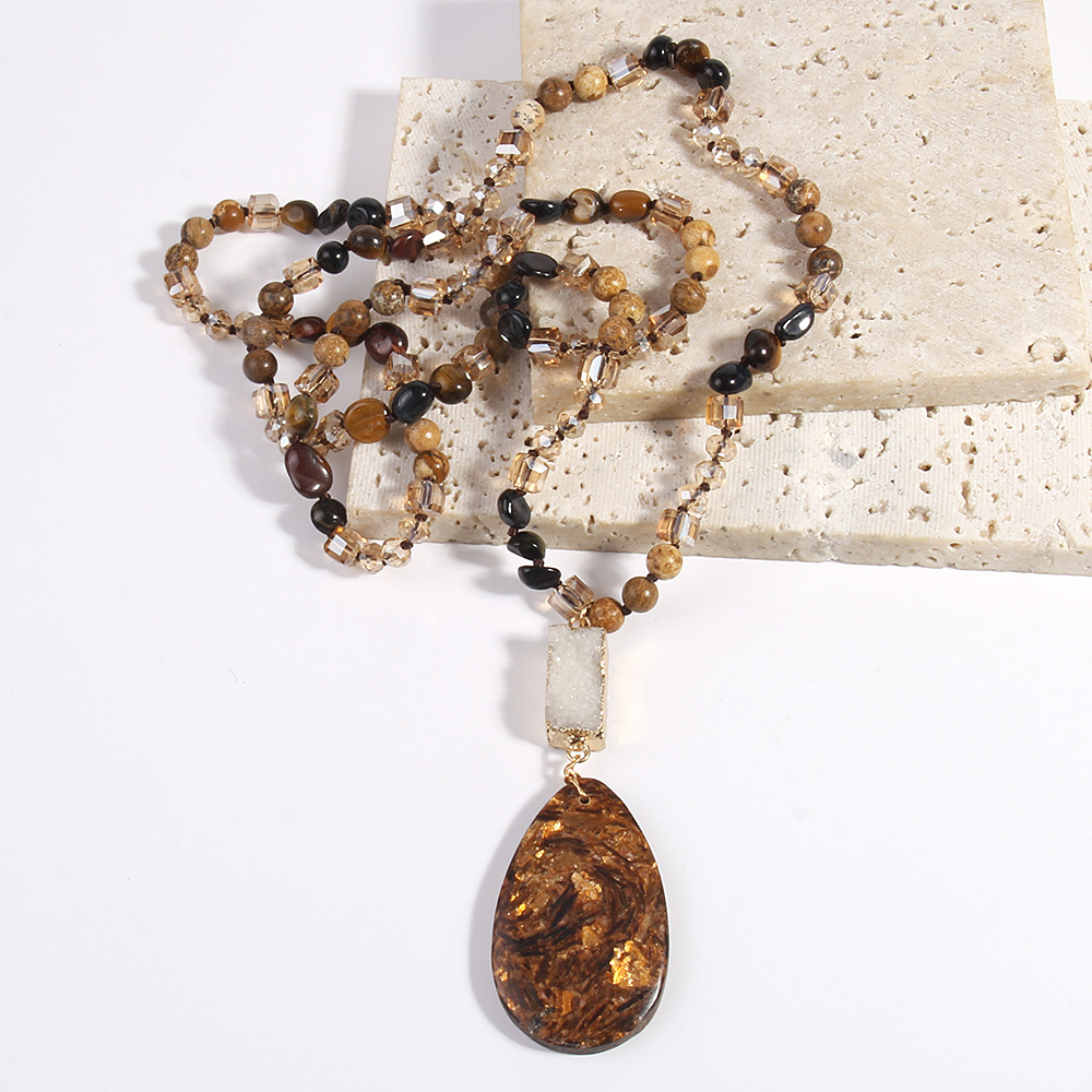 75g Weight Semi-precious stone, Natural Stone Pendant Material Sweater Chain Classification Semi-precious stone, Natural Stone Chain Material 1 Piece Quantity Daily Occasion Semi-precious stone, natural stone Material Water Droplets Pattern Unisex Gender Beaded Design Bohemian Style Bohemian Water Droplets Semi-precious Stone Natural Stone Sweater Chain In Bulk Natural Stone Necklace 11