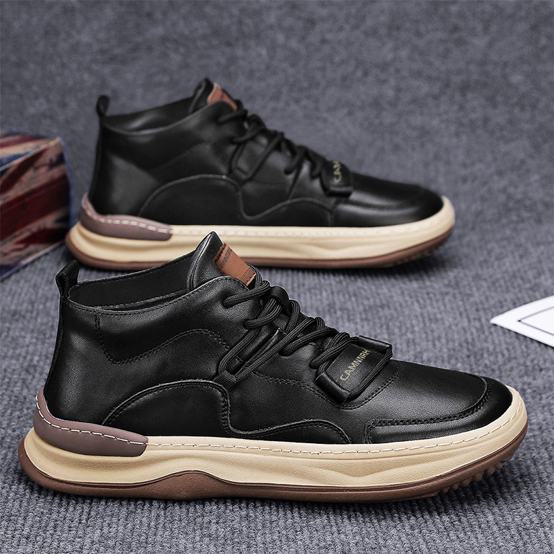 Chaussures de travail antidérapantes en cuir noir pour hommes, décontractées, de sport, de cuisine, imperméables, de protection du travail, tendance, automne_voghion.com