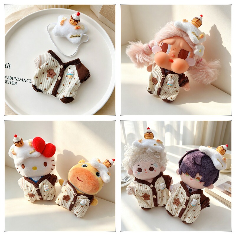 Healing-Style Snack-Themed Doll Outfit Two-Piece Set: Crawling Suit Jacket + Cake Cloud Hair Accessory, Available in Multiple Sizes for Dolls